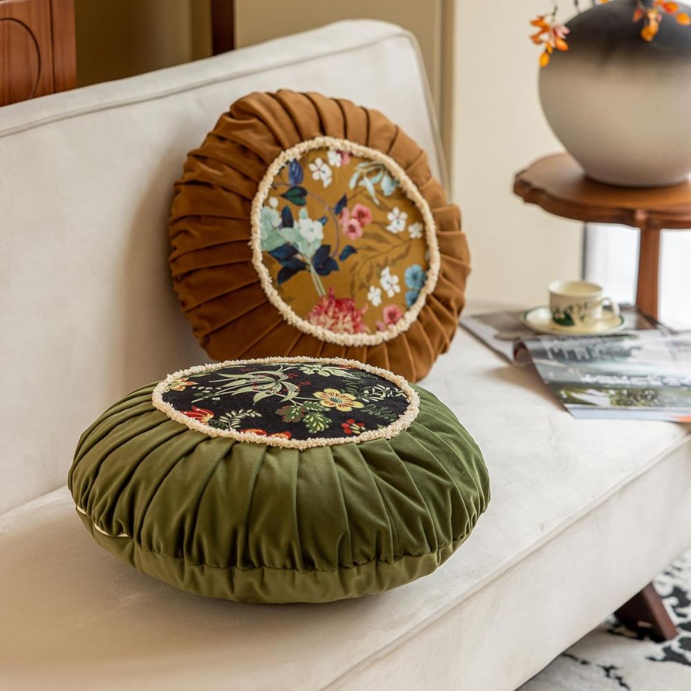 BowLift | Floral Medley Velvet Round Cushion