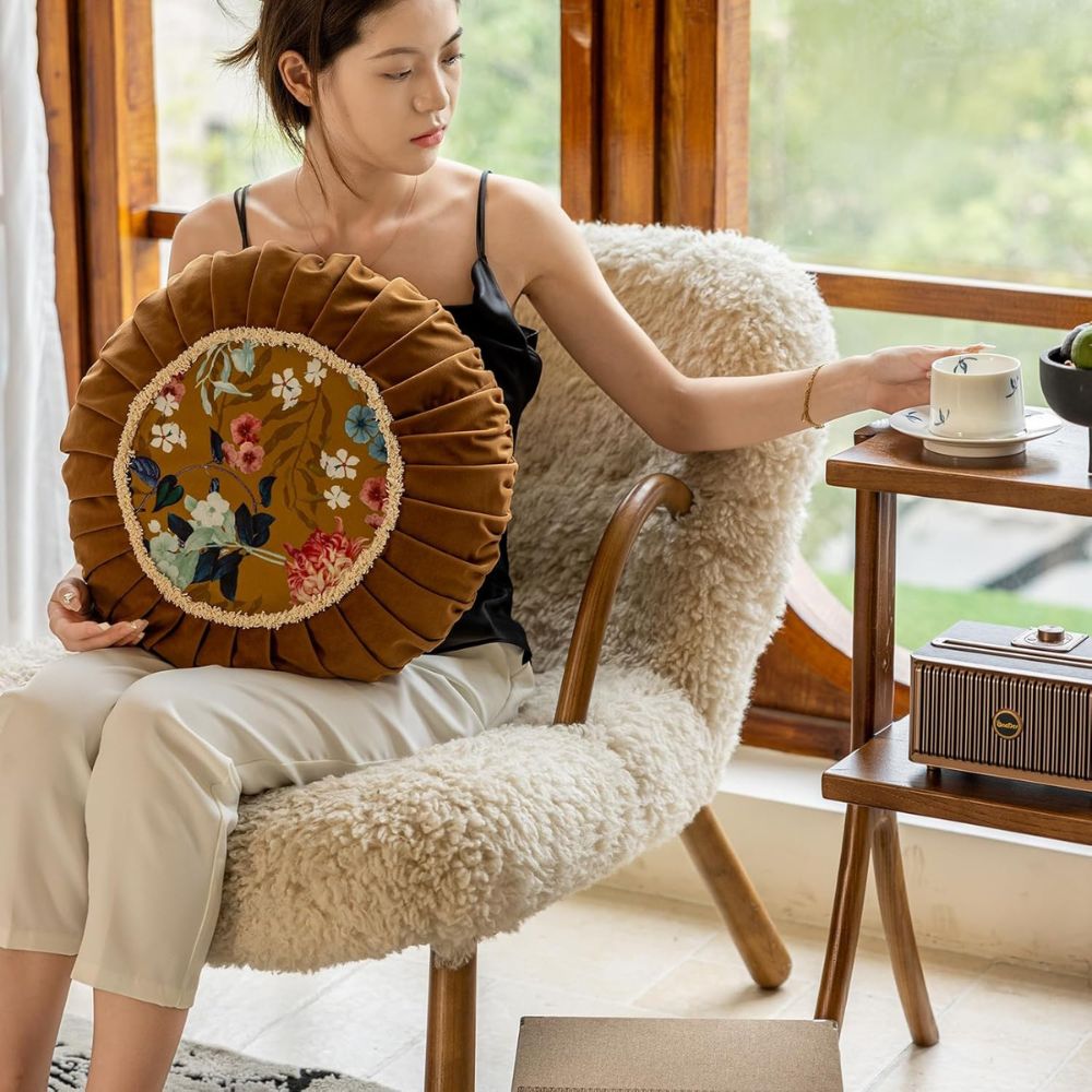 BowLift | Floral Medley Velvet Round Cushion