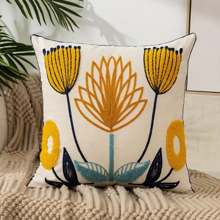 BowLift | Floral Embroidered Cotton Cushion Cover