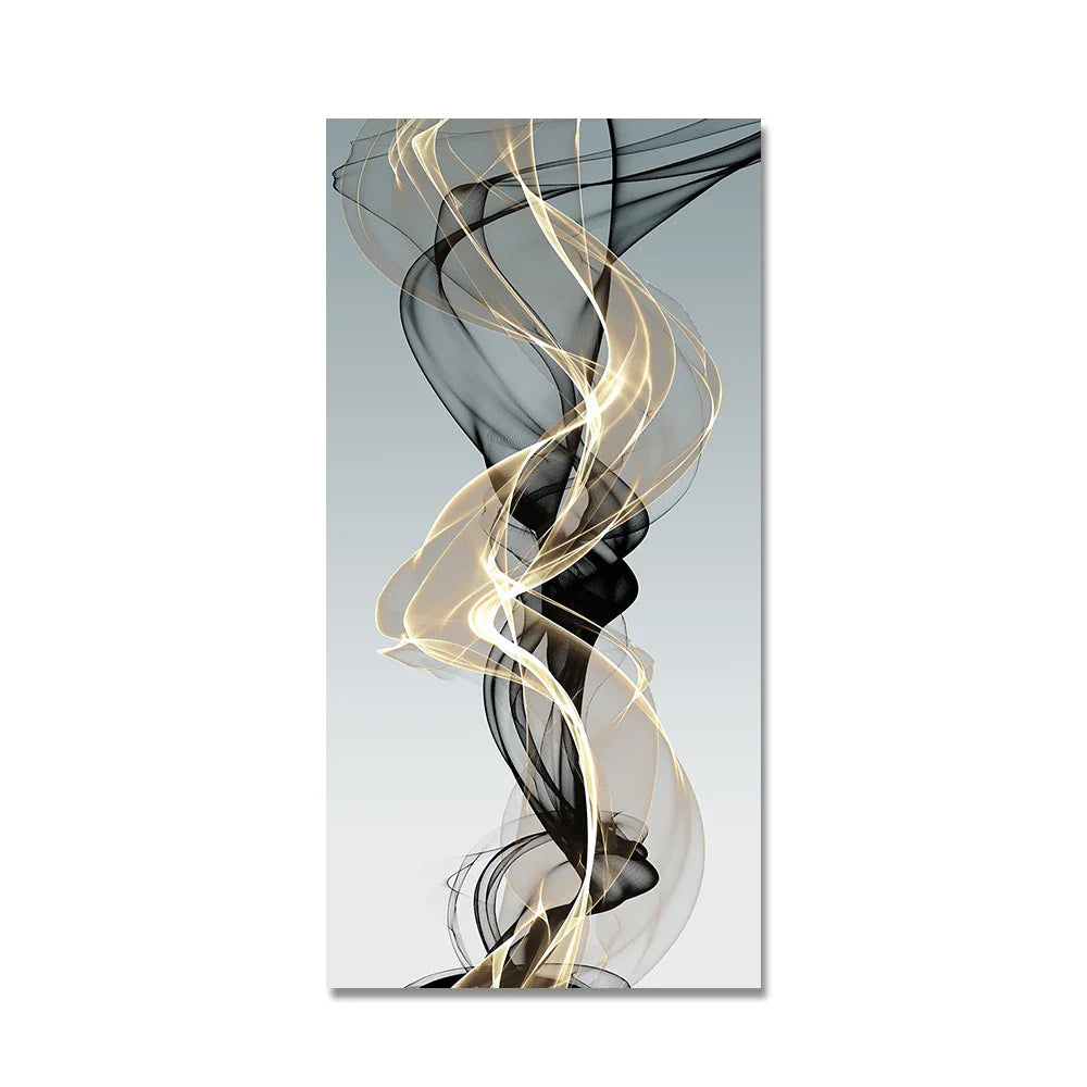 Flowing Abstract Golden Gray Wall Art Fine Art Canvas Prints Pictures For Modern Apartment Living Room Foyer Home Office Art Decor | Bowlift