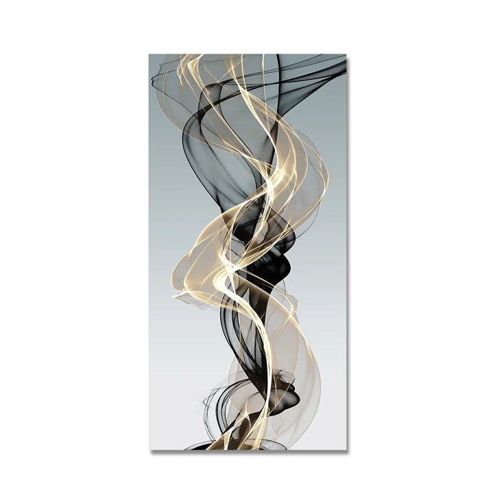 Flowing Abstract Golden Gray Wall Art Fine Art Canvas Prints Pictures For Modern Apartment Living Room Foyer Home Office Art Decor | Bowlift