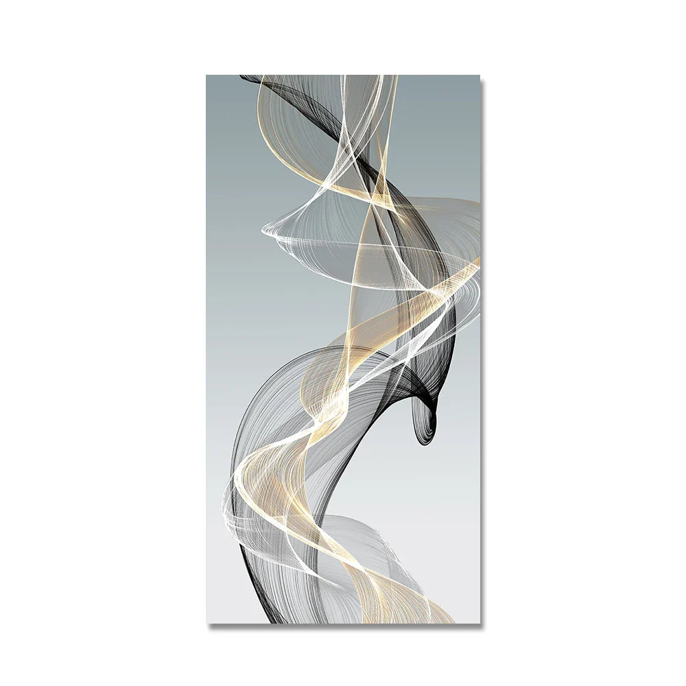 Flowing Abstract Golden Gray Wall Art Fine Art Canvas Prints Pictures For Modern Apartment Living Room Foyer Home Office Art Decor | Bowlift
