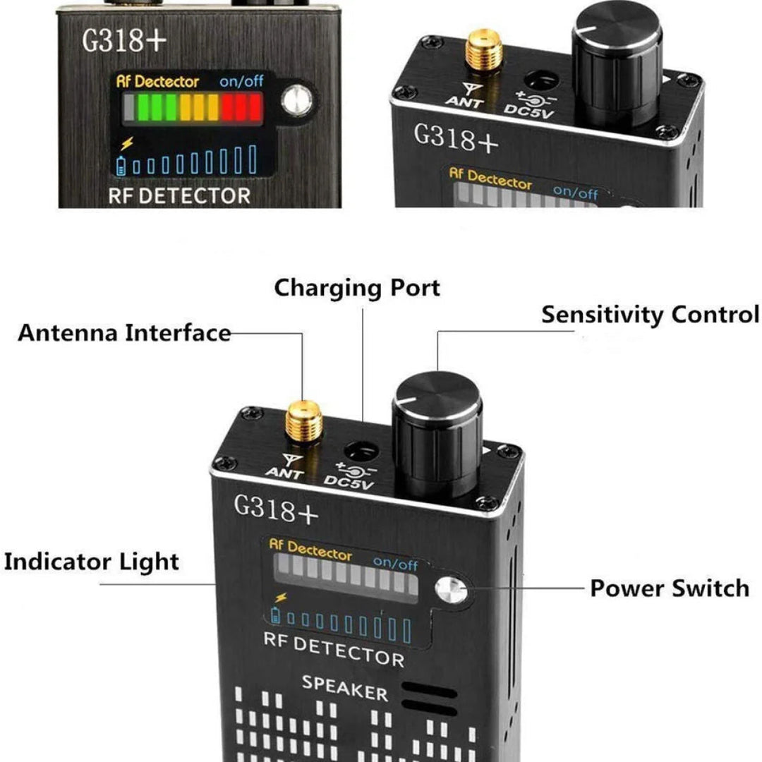 Spy Detector | RF Eavesdropping Device, Hidden Camera & GPS Tracker Finder with Laser Lens - Anti-Surveillance Signal Protection | Bowlift