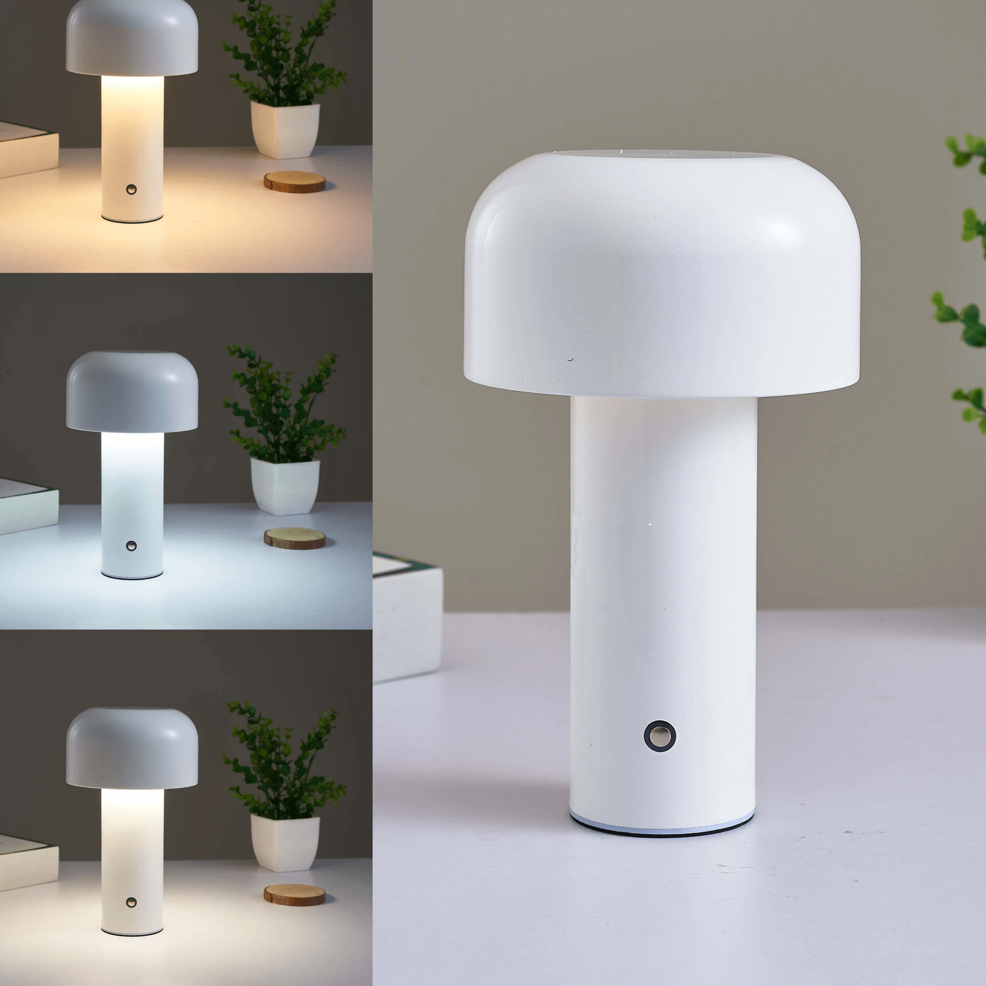 BowLift | Cordless Mushroom Battery Operated Rechargeable Table Lamps Lights for Bedside and Dining Table Room