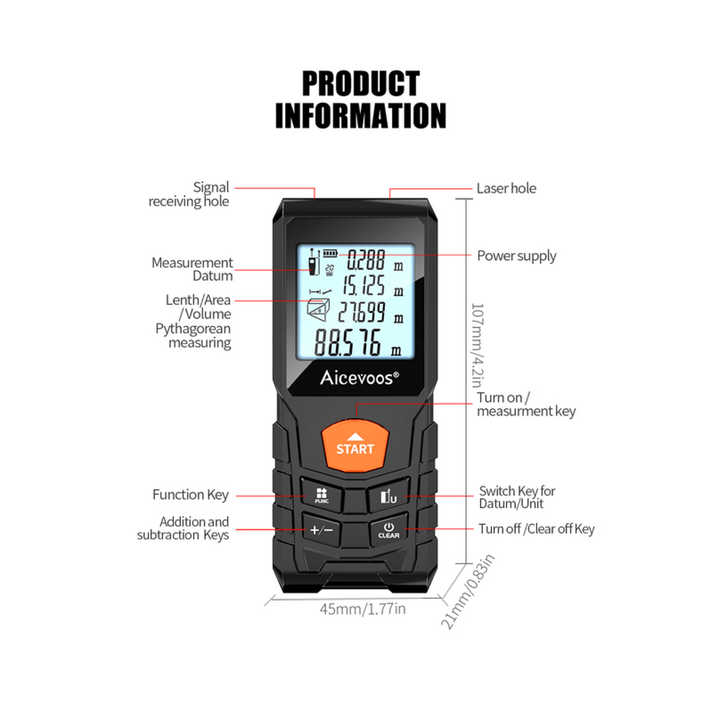 BowLift | Laser Light Meter Measure Digital Measuring Tape