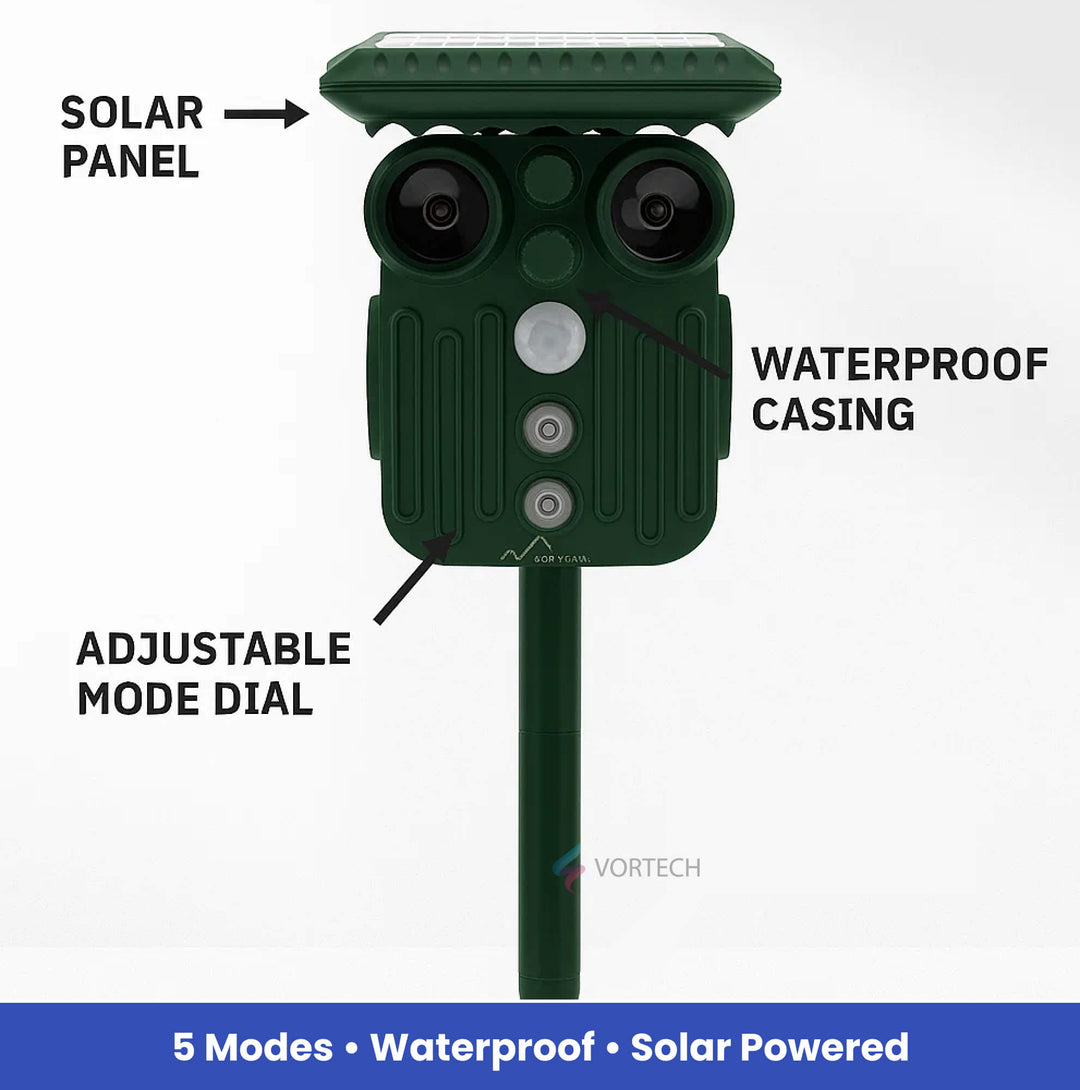 BowLift | Ultrasonic Solar Deer Repeller | 5 Adjustable Modes. Waterproof & Eco-Friendly for Home Gardens and Yards