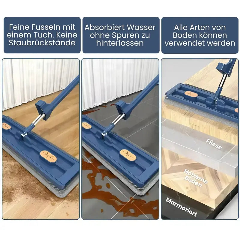 BowLift | Hands-free set of flat mop and bucket for effortless floor cleaning