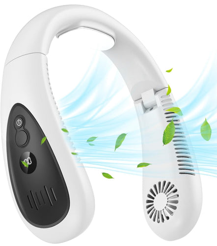 Portable Neck Fan, Hands Free Bladeless Fan, Foldable Wearable Small Personal Fan with 360° Cooling Wind, 3 Speeds Adjustment, Quiet, 4000mAh USB-Rechargeable Battery, No Hair Twisting | Bowlift