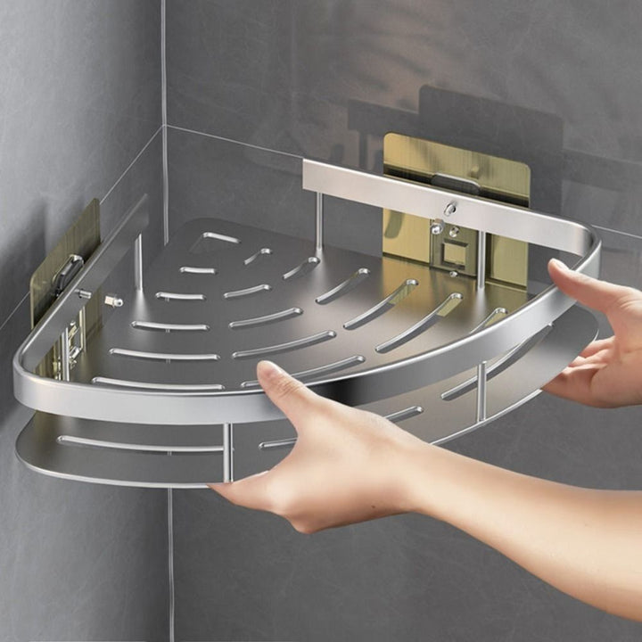Corner Holder Aluminum Wall Shelf – Space-Saving Bathroom Organizer Without Drilling | Bowlift