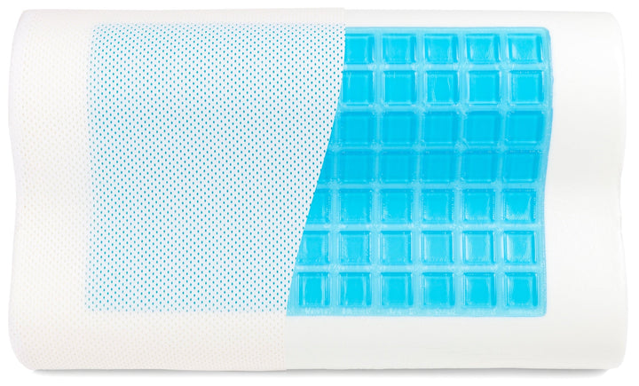 SNAPNAP Gel foam pillow with head recess + cooling gel pads, 50 x 30 cm, height 10 cm, ergonomic and hypoallergenic | Bowlift