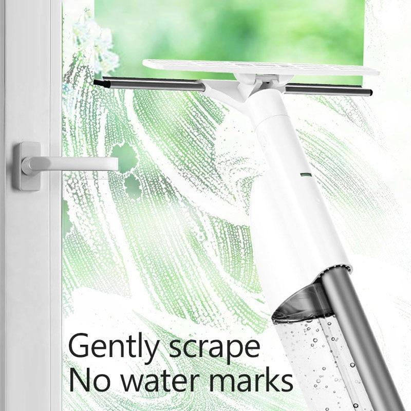 BowLift | Glass Cleaning Brush with Water Spray Window Cleaner High quality aluminum long handle Wiper and cloth combo silicone