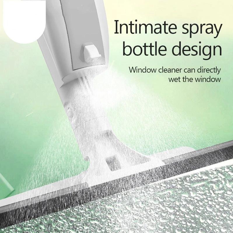 BowLift | Glass Cleaning Brush with Water Spray Window Cleaner High quality aluminum long handle Wiper and cloth combo silicone
