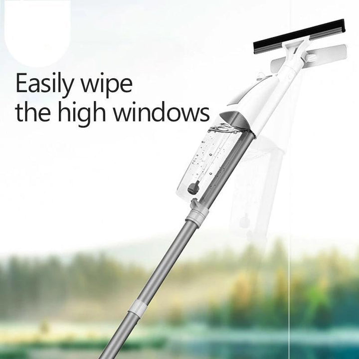 BowLift | Glass Cleaning Brush with Water Spray Window Cleaner High quality aluminum long handle Wiper and cloth combo silicone