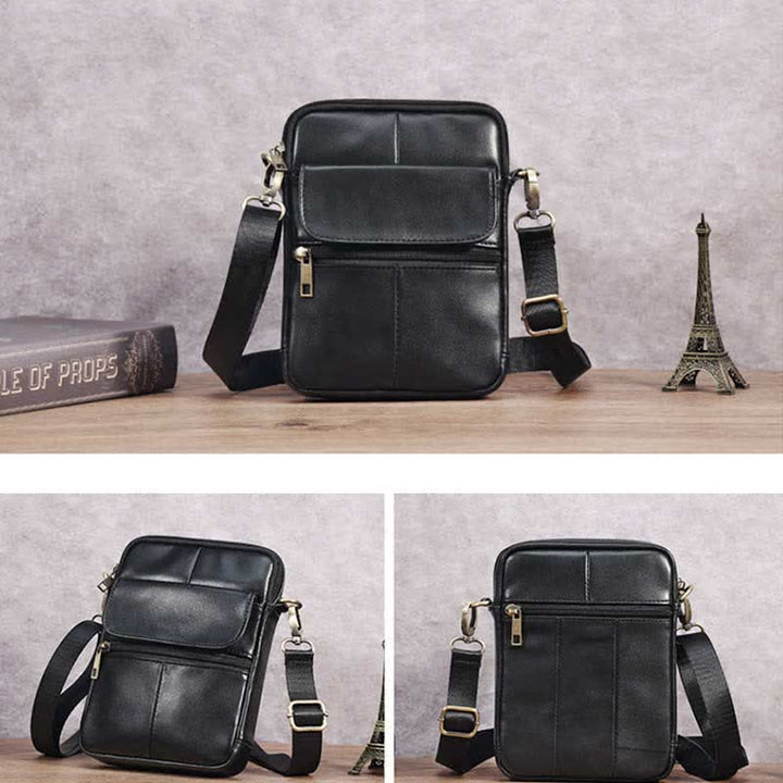 BowLift | Men’s Small Genuine Leather Shoulder Bag – Compact Crossbody with Adjustable Strap