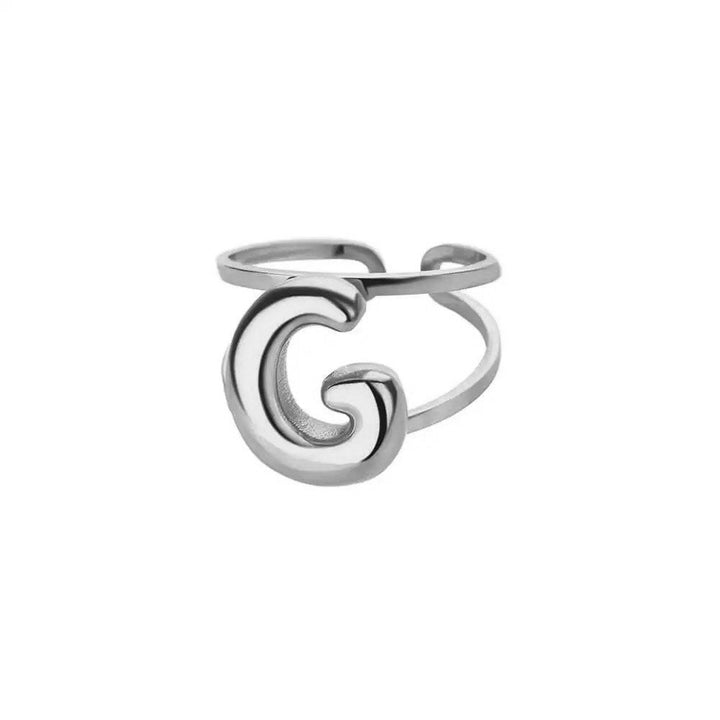 BowLift | Adjustable Open Band Bubble Letter Initial Ring