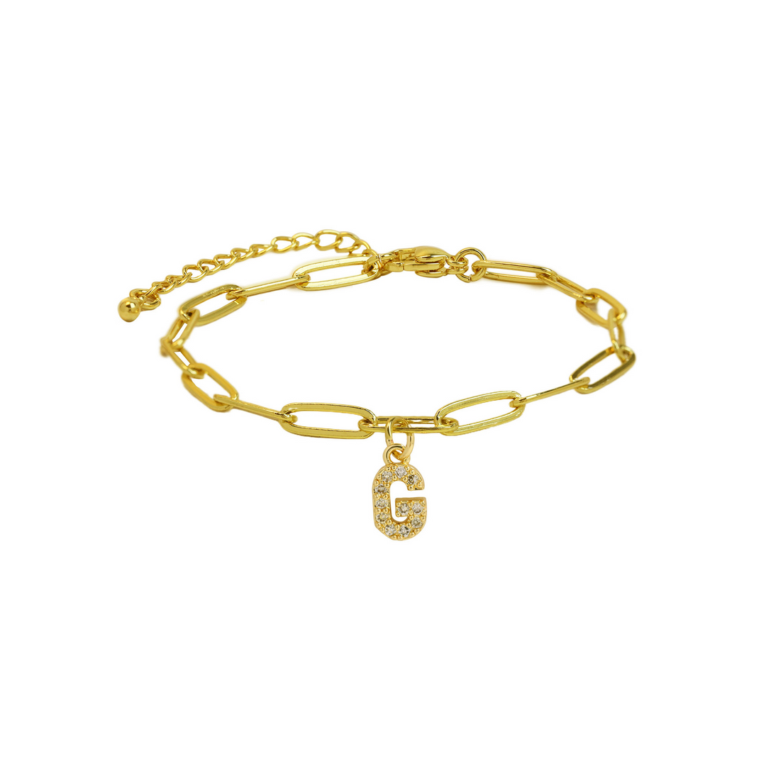 BowLift | Dainty Paperclip Letter Initial Bracelet