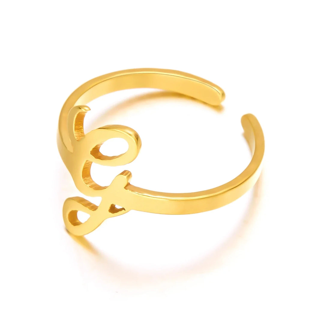 BowLift | Adjustable Italic Cursive Letter Initial Ring