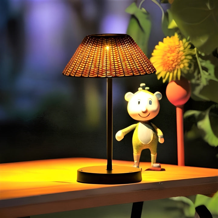 BowLift | Elegant GardenWoven Solar Table Lamp - Weather Resistant & Energy Efficient