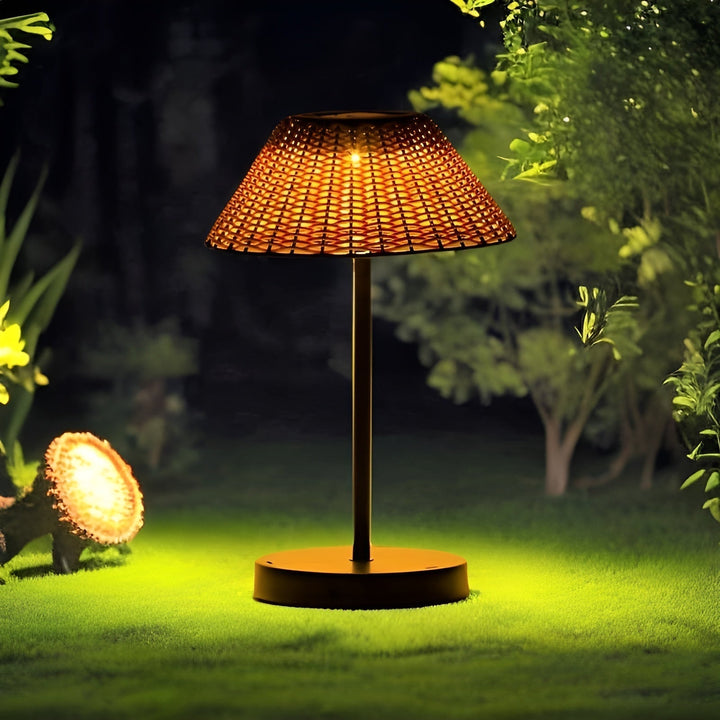 BowLift | Elegant GardenWoven Solar Table Lamp - Weather Resistant & Energy Efficient