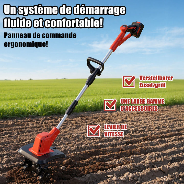 400W Battery Garden Tiller with 2 Batteries Portable | Bowlift