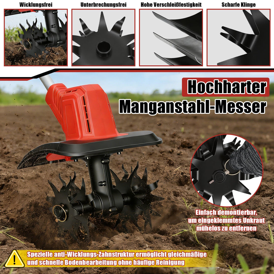 400W Battery Garden Tiller with 2 Batteries Portable | Bowlift