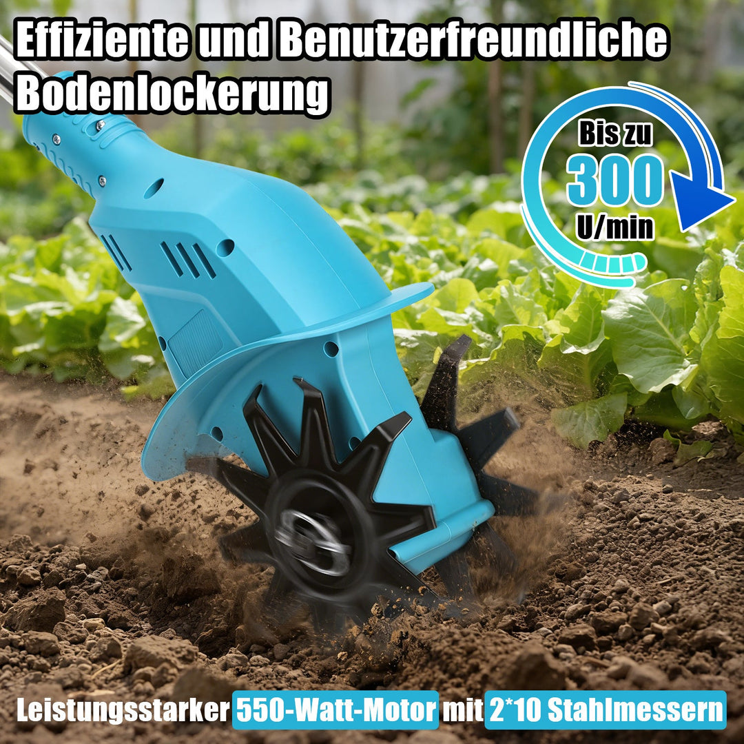 550W Battery Garden Cultivator with 2 Batteries Portable | Bowlift