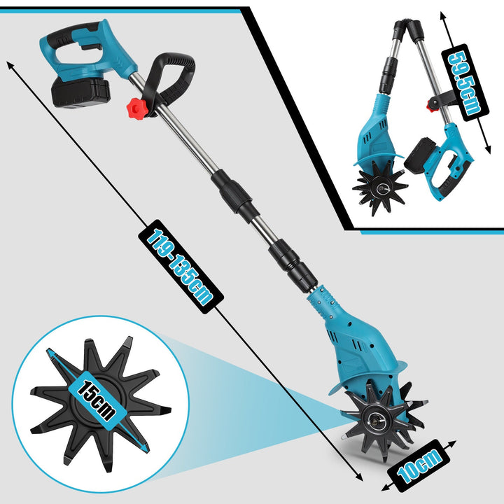 550W Battery Garden Cultivator with 2 Batteries Portable | Bowlift