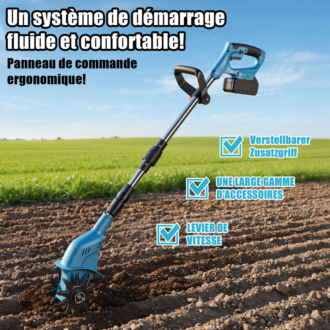 550W Battery Garden Cultivator with 2 Batteries Portable | Bowlift