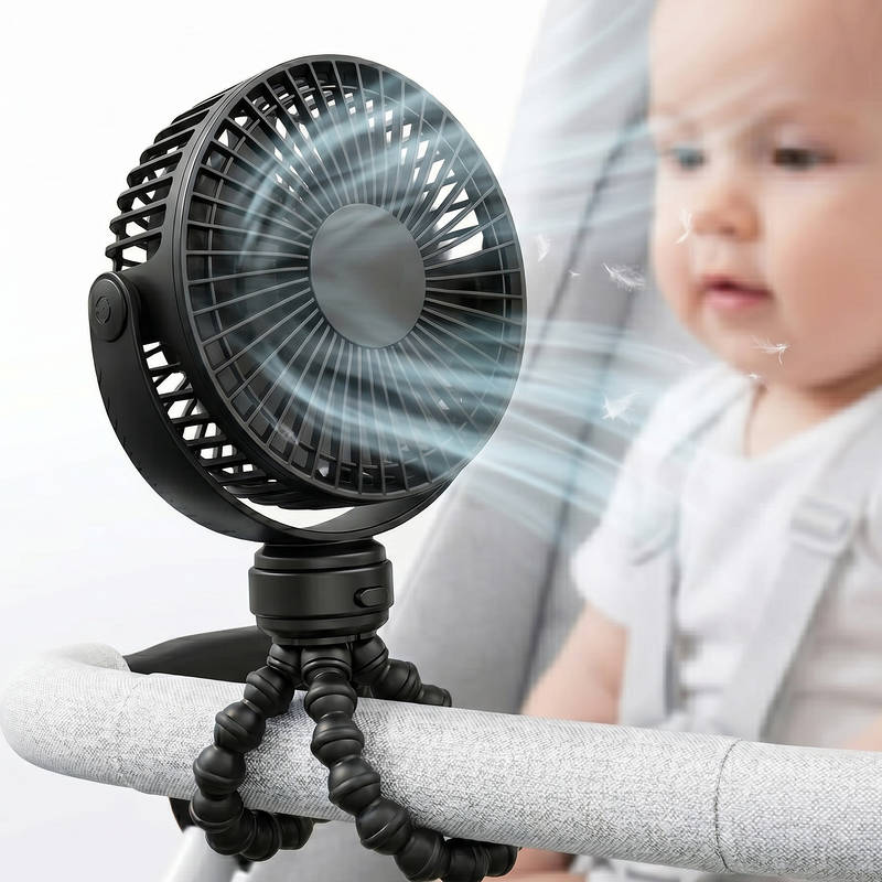 Portable Stroller Fan USB C Rechargeable, 5 Speed Quiet Baby Clip Fan with LED Display 10H Battery for Car Seat Crib Travel | Bowlift