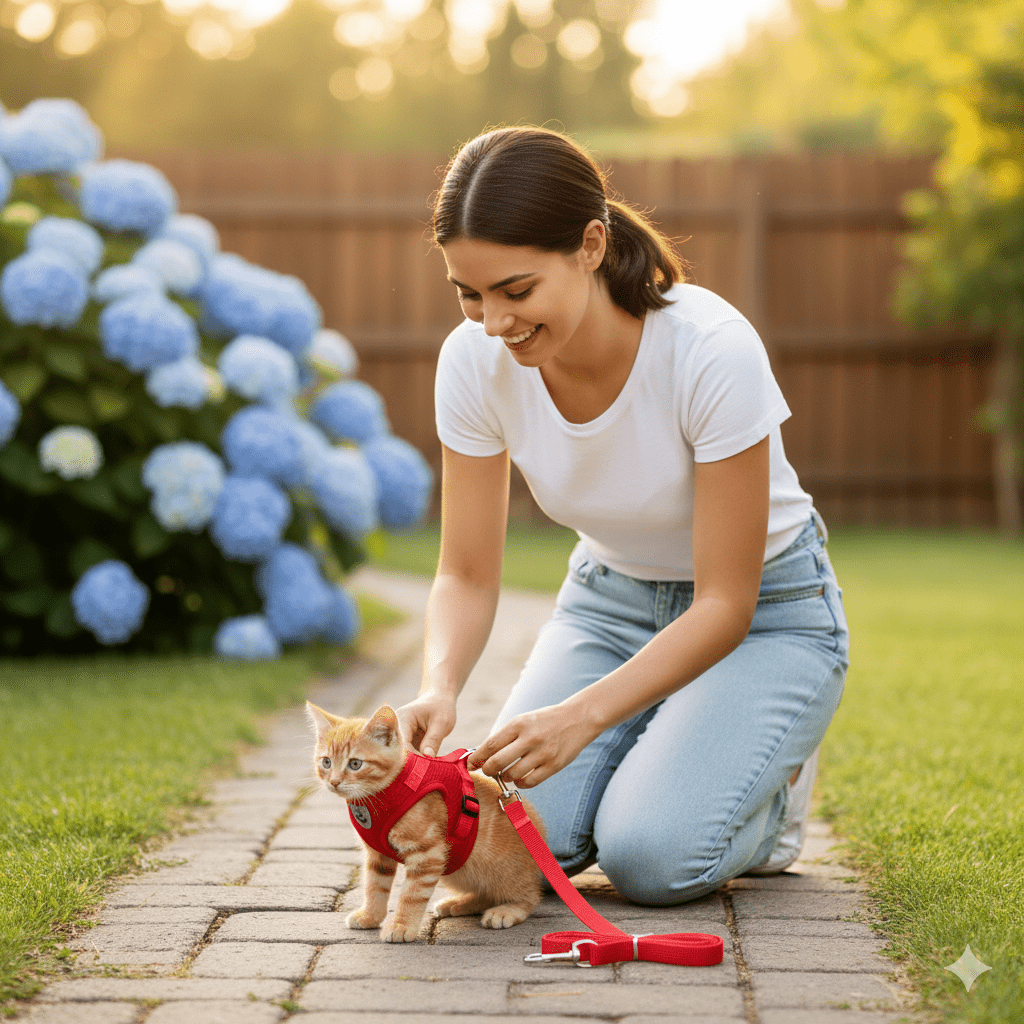 BowLift | Escape-proof cat harness with reflective details