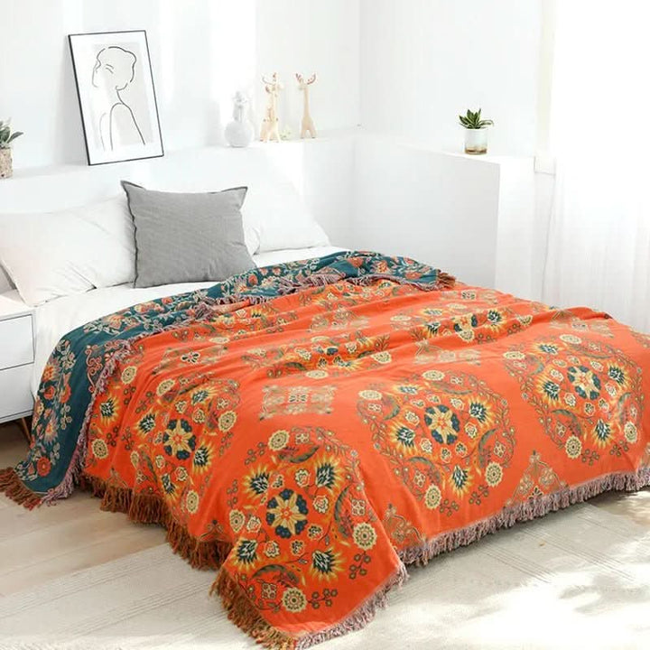 BowLift | Stylish cotton blanket with Boho jacquard for year-round comfort