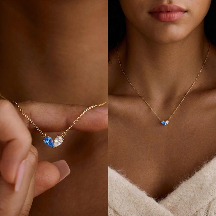 BowLift | Dainty Dual Birthstone Heart Necklace