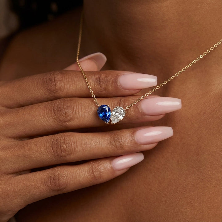 BowLift | Dainty Dual Birthstone Heart Necklace