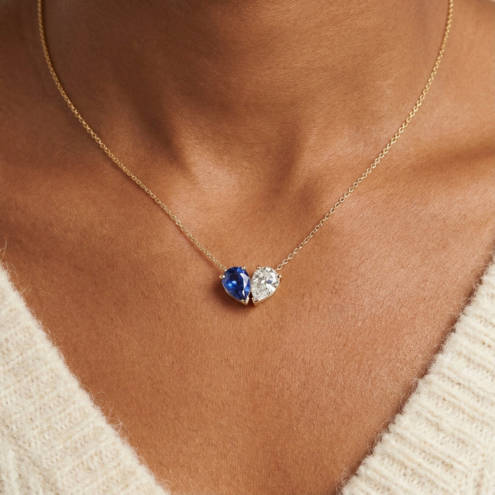 BowLift | Dainty Dual Birthstone Heart Necklace