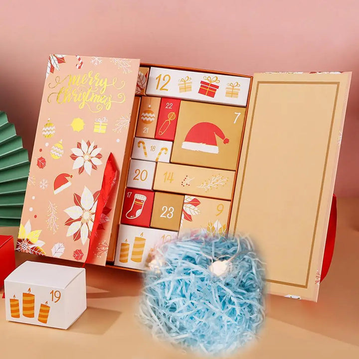 BowLift | Personalized DIY Advent Calendar – Empty Box Set for 24 Days Christmas Countdown with Festive Design