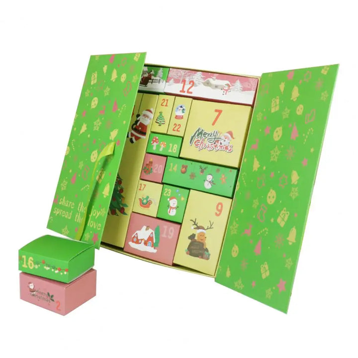 BowLift | Personalized DIY Advent Calendar – Empty Box Set for 24 Days Christmas Countdown with Festive Design