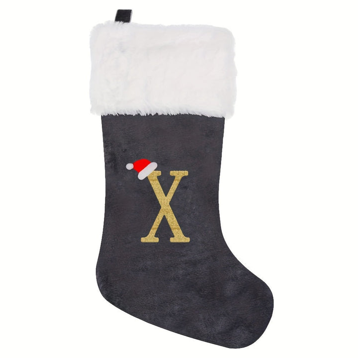 BowLift | Personalized Velvet Christmas Stocking with Monogram – Modern Gray Design
