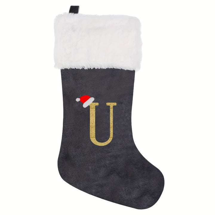 BowLift | Personalized Velvet Christmas Stocking with Monogram – Modern Gray Design