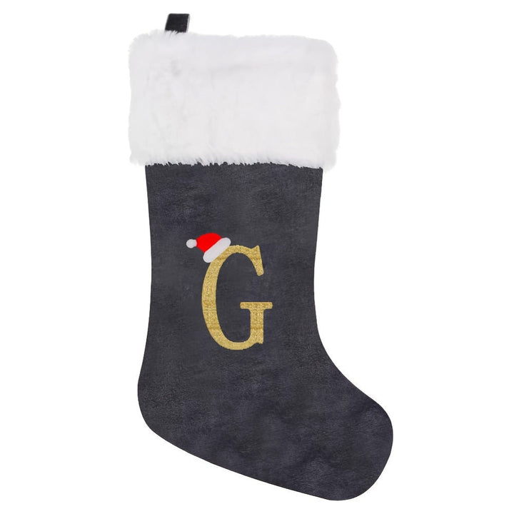 BowLift | Personalized Velvet Christmas Stocking with Monogram – Modern Gray Design
