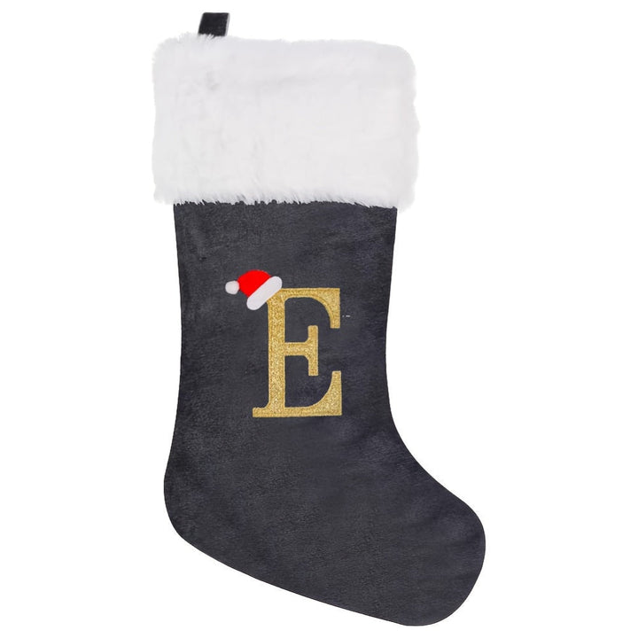 BowLift | Personalized Velvet Christmas Stocking with Monogram – Modern Gray Design