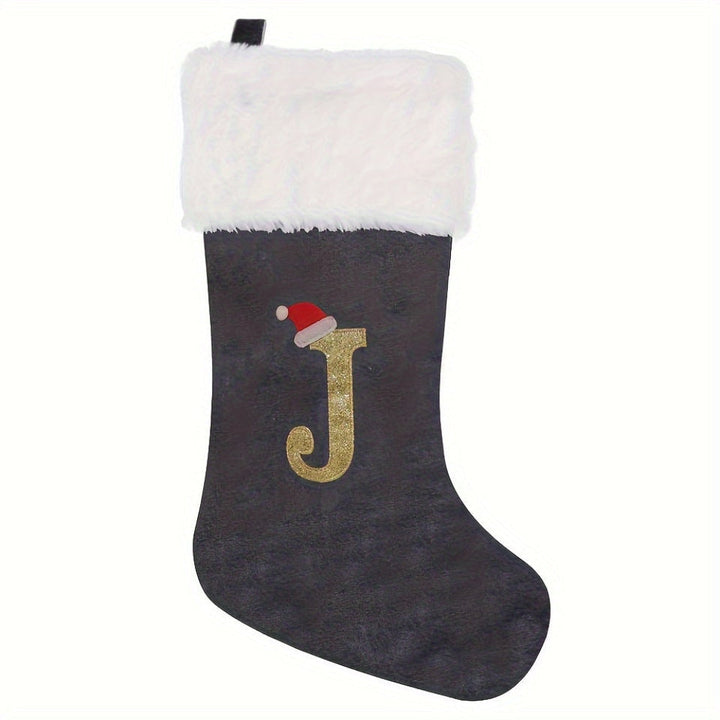 BowLift | Personalized Velvet Christmas Stocking with Monogram – Modern Gray Design