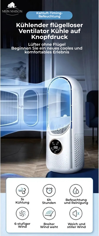 BowLift | Airevo Air Cooler | Bladeless USB Fan | 6 Levels | Quiet & With Timer | Air Humidification