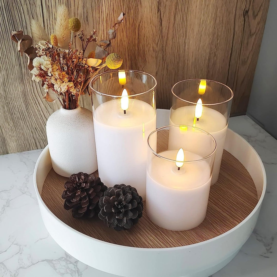 LED candle with remote control & timer in glass design | Bowlift