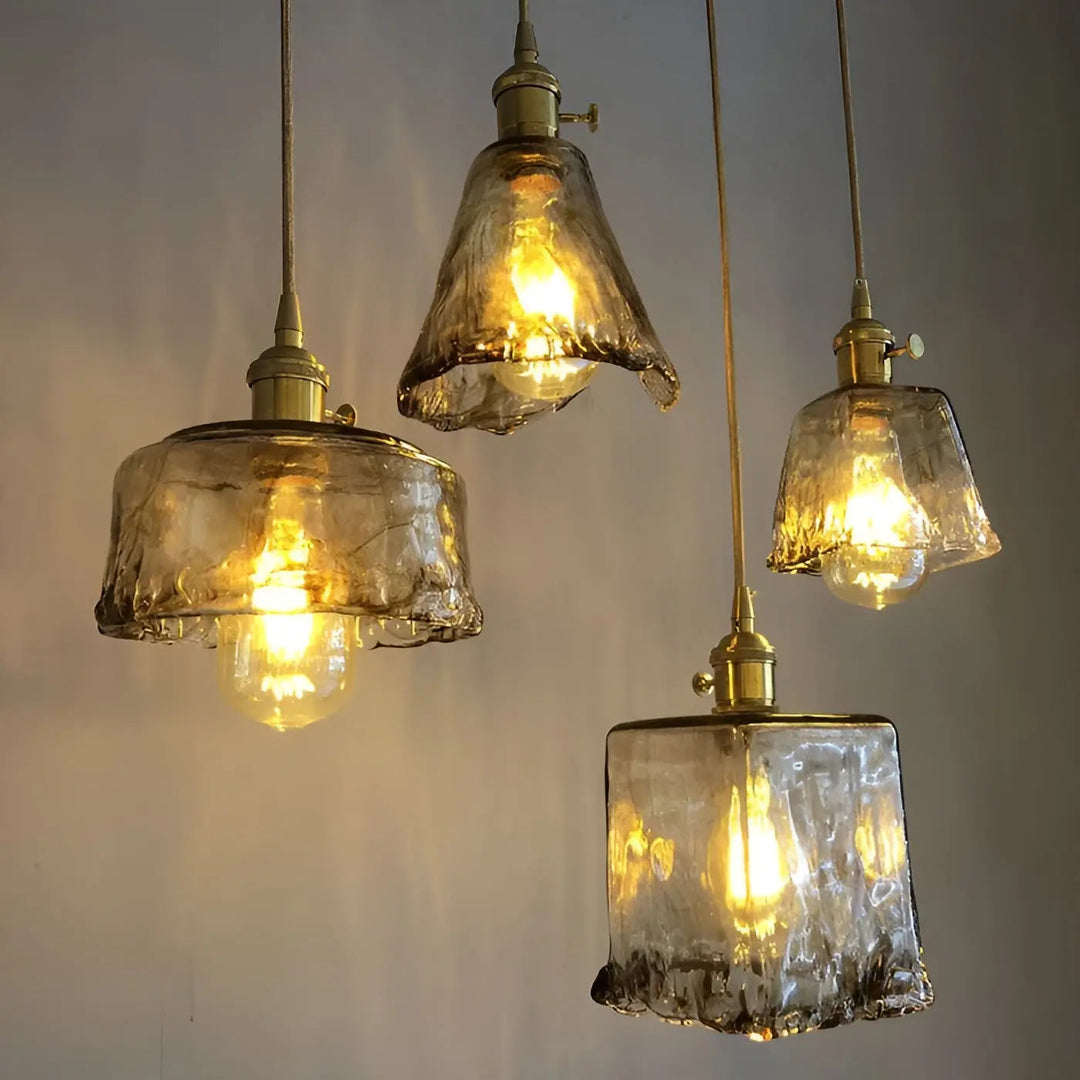 BowLift | Luxurious Crystal Ceiling Lamp - Amber GlassElegance
