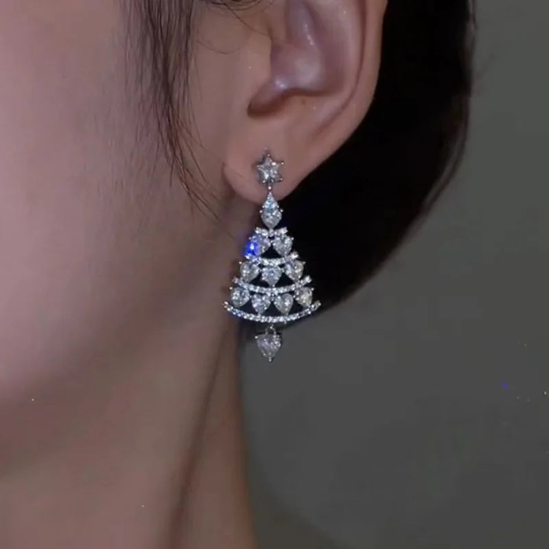 BowLift | Aurélia Kerstboom Oorbellen – Goud & Zilver met Rhinestones, Feestelijke Luxe voor Dames