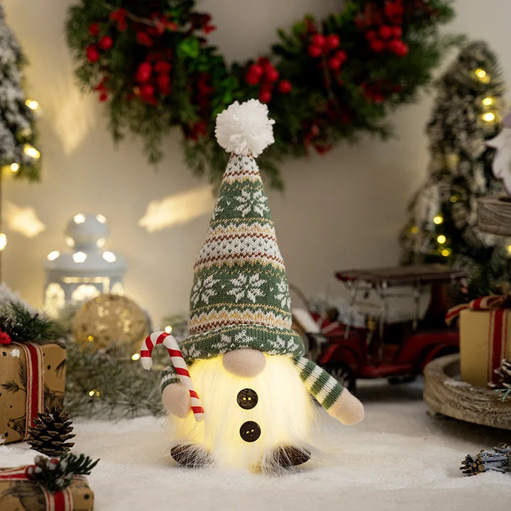 BowLift | LED Christmas Gnome | Knitted Design with Night Light | Glowing Christmas Decoration | Warm & Cozy