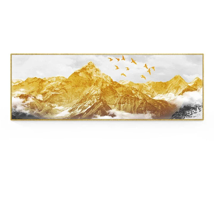 Golden Mountain Landscape Wide Format Wall Art Fine Art Canvas Prints Big Sizes Pictures For Above The Sofa Picture For Above The Bed | Bowlift