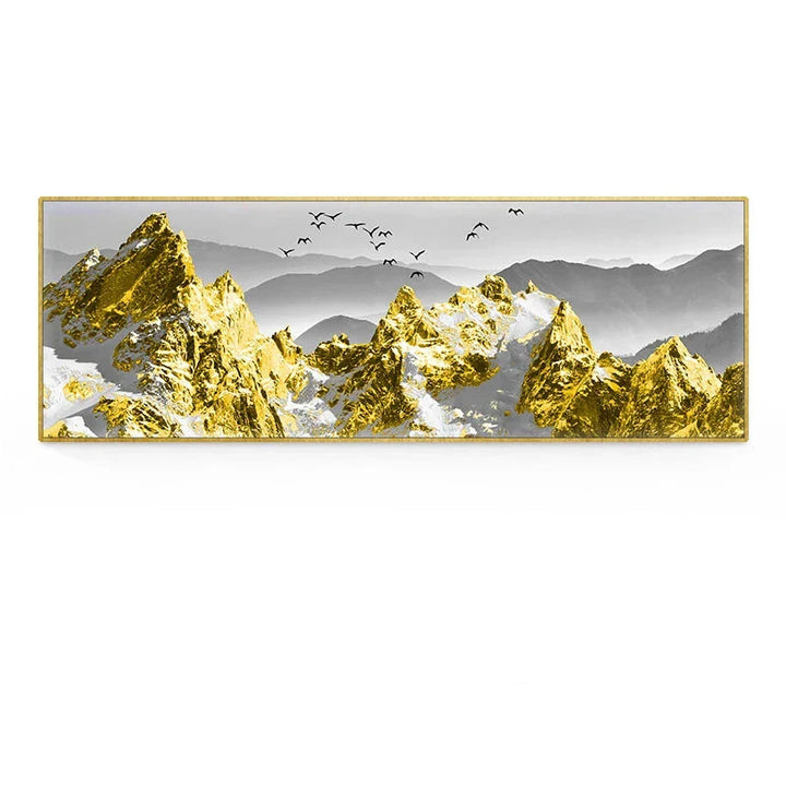 Golden Mountain Landscape Wide Format Wall Art Fine Art Canvas Prints Big Sizes Pictures For Above The Sofa Picture For Above The Bed | Bowlift
