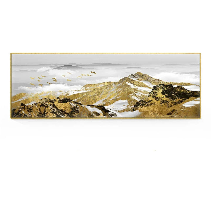 Golden Mountain Landscape Wide Format Wall Art Fine Art Canvas Prints Big Sizes Pictures For Above The Sofa Picture For Above The Bed | Bowlift