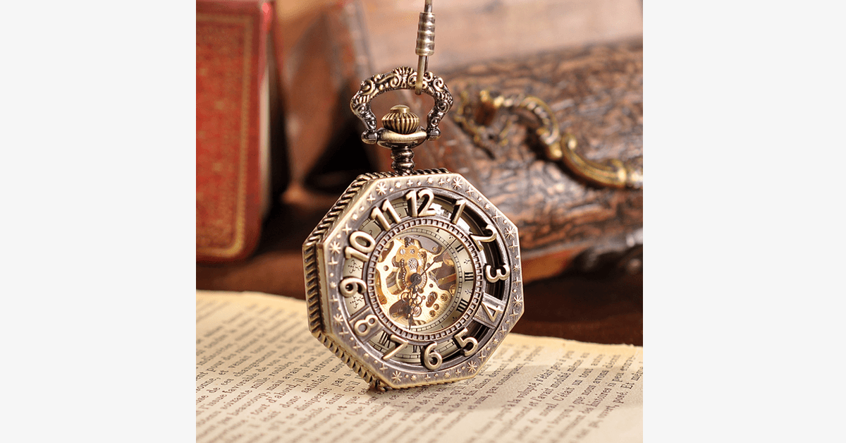 BowLift | Golden Treasure Mechanical Pocket Watch - Vintage and Antique Look with an Admirable Design